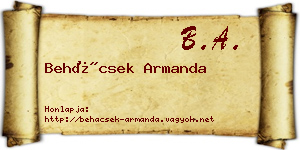 Behácsek Armanda névjegykártya